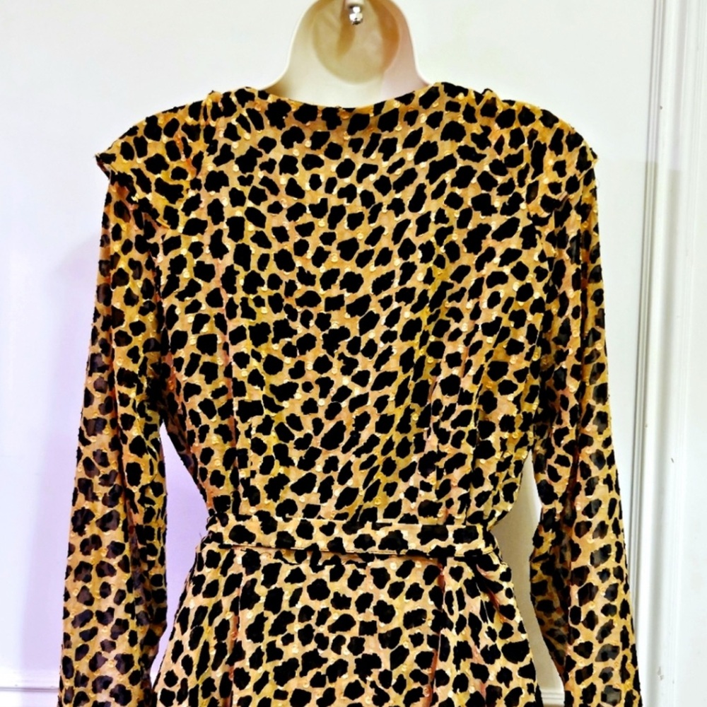 Free People Leopard Print Wrap Dress with Ruffles - Size M - Picture 9 of 11